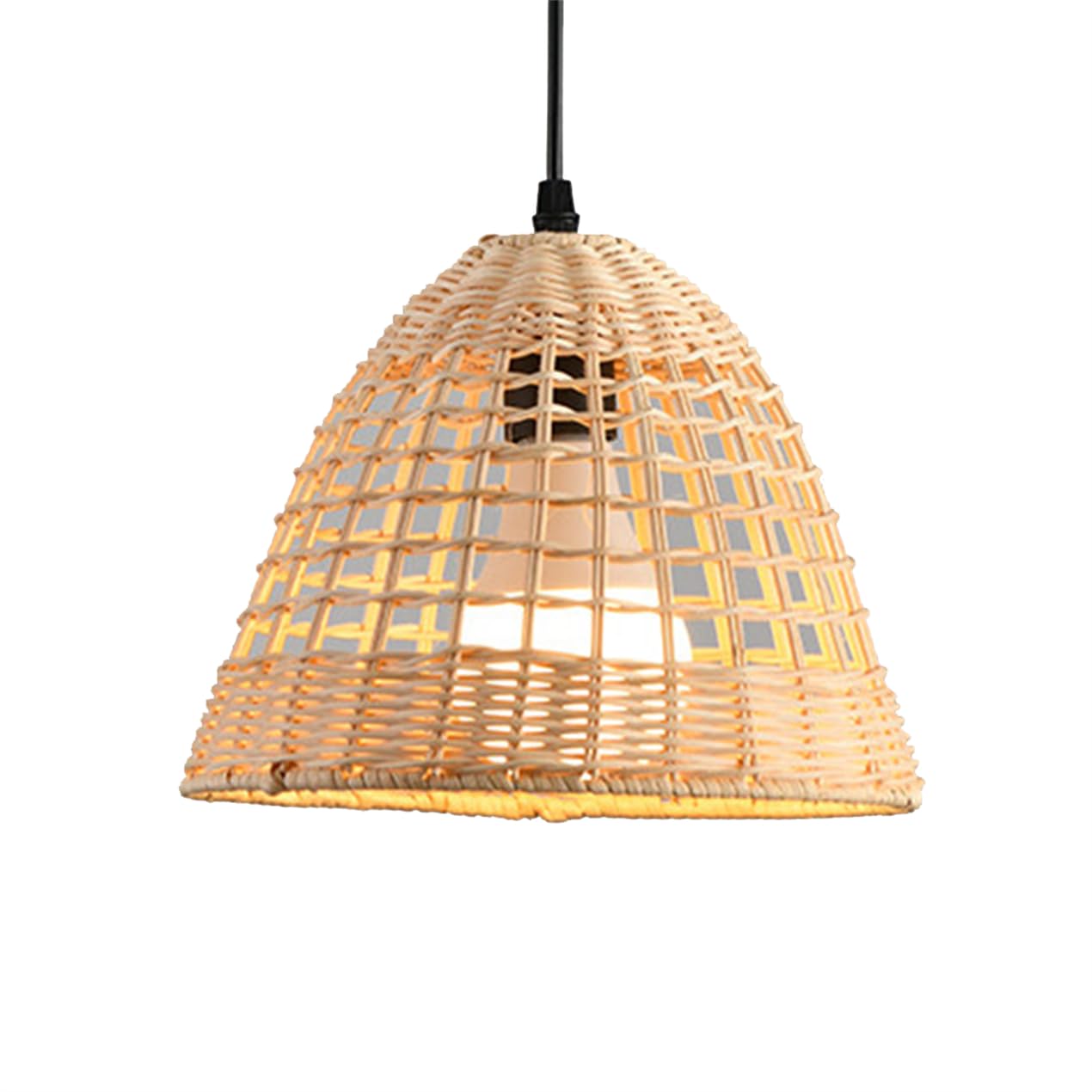 LQZCXMF Boho Bamboo Light Farmhouse Rattan Small Chandelier Hand Woven Wicker Light Chinese Zen Style Tearoom Hanging Lamp Fixtures for Entryway,Foyer Bedroom Hanging Light (E26 Bulb)