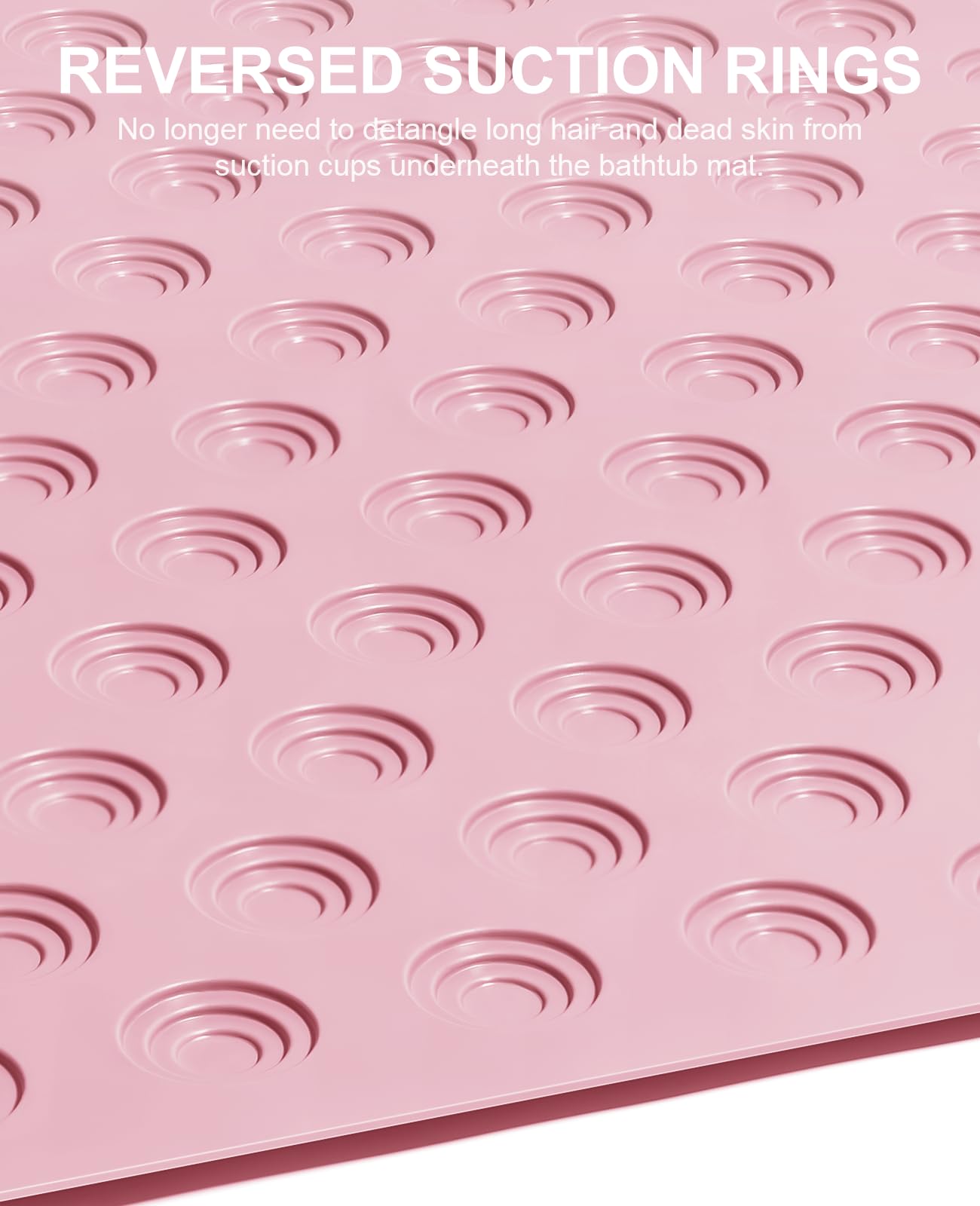 Yolife No Suction Cup Bath Mat: 40x100CM Extra Long Bathmat│Perfect for Refinished Bathtub Mat│Made of Nature Rubber│a Blessing for the Elderly and Children (Pink) - Image 3