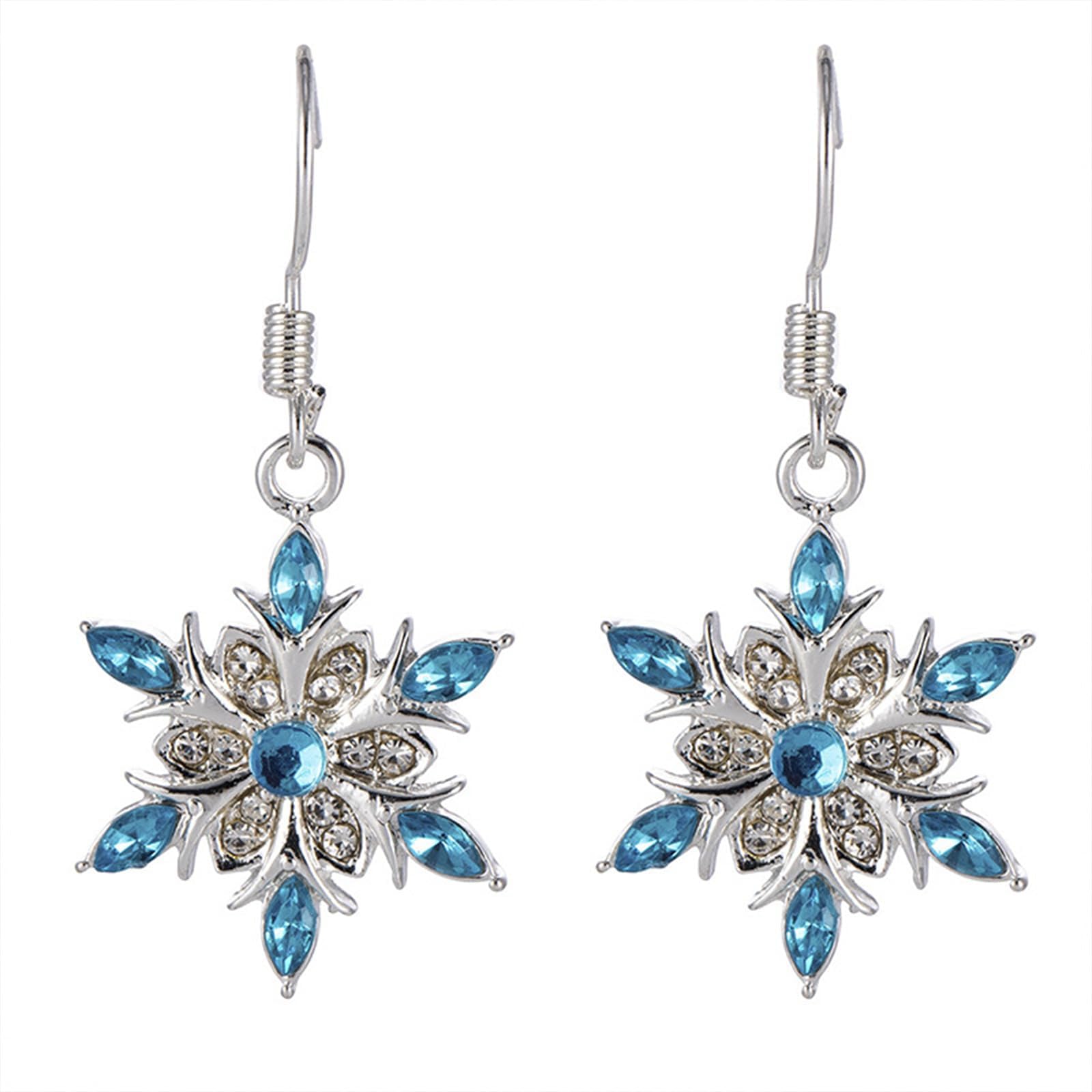 coadipressChristmas Snowflake Earrings for Women Fashion Crystal Snowflake Dangle Drop Earrings Sparkling Handmade Colorful Rhinestone Snowflake Flower Earrings Chrismas Holiday Party Jewelry Gifts