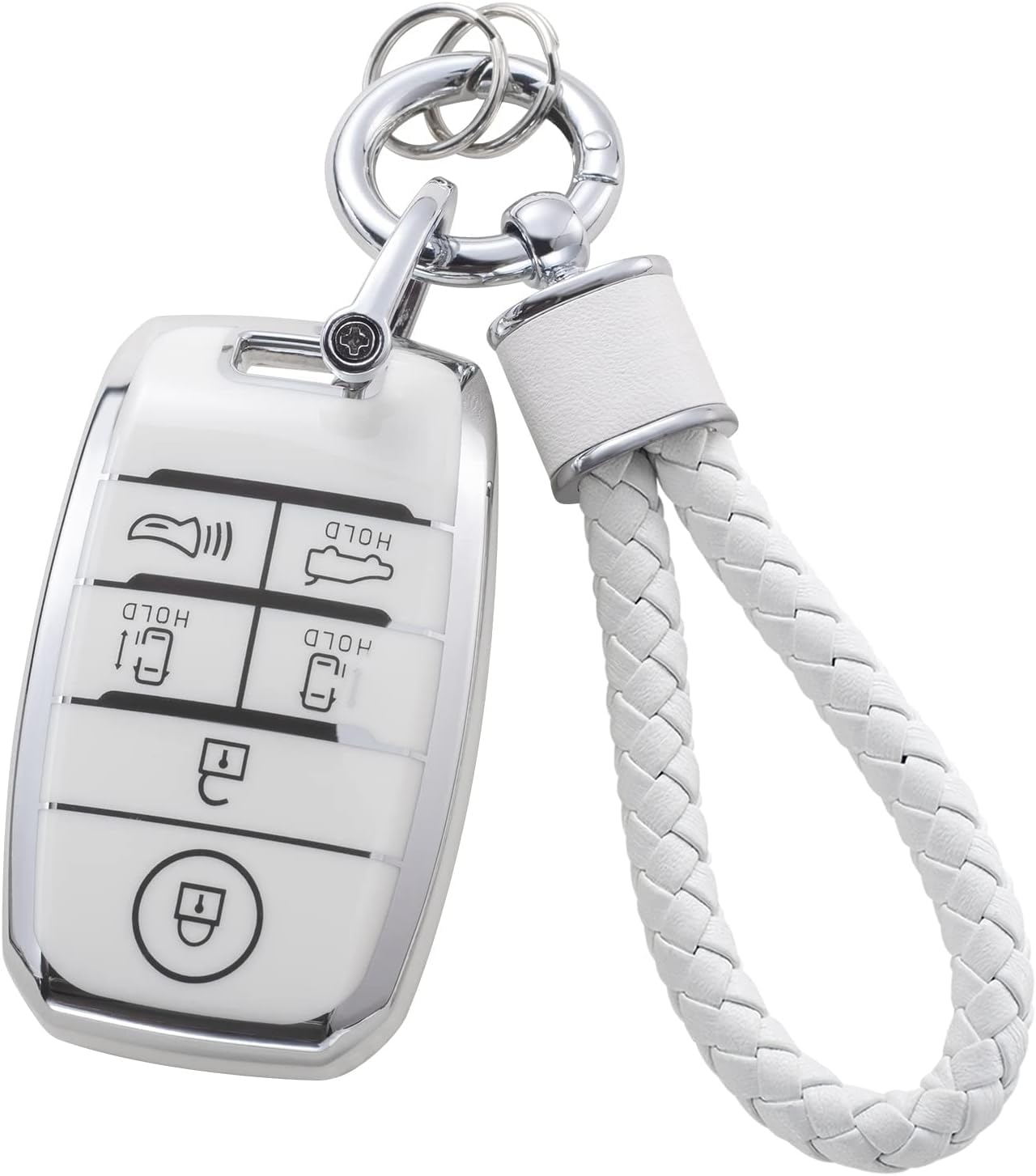 7Cylinder Compatible with Kia Key Fob Cover with Keychain, Soft TPU Key Case Fit for Kia Optima Sportage Sorento NIRO Sedona Rio5 (Compatible with Kia C)