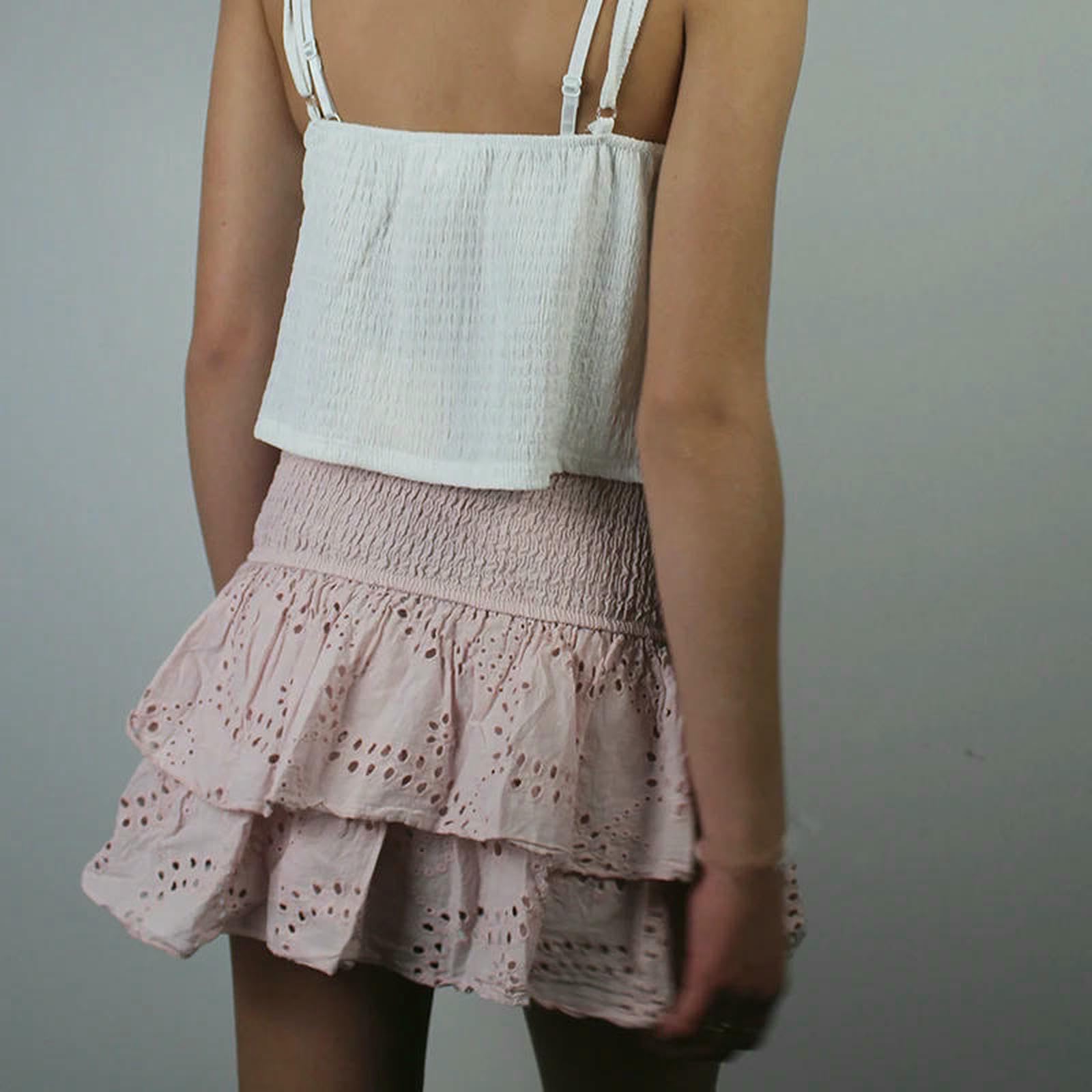 Rock Damen Frauen Rüschen Layered Hohl Mini Röcke Smocked Eine Linie Plissee Kurze Röcke Teen Mädchen Strand Röcke-blau-l