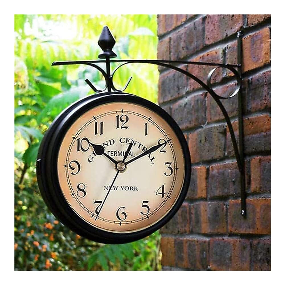 WXHJRM Vintage 360° Rotation Double Sided Wall Clock, 7.3 Inch, Metal, White Dial, Silent Quartz Movement, AA Battery Powered, Wall Mount, Indoor/