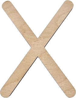 (LegoHouse) Letters, Unfinished Wooden Letters, Sturdy and Durable, Paintable Birch Craft Alphabet (12in Tall, 1-4in Thick,Letter X)