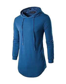 Jedyful Mens Hipster Long Sleeve Side Zipper Hooded Shirt