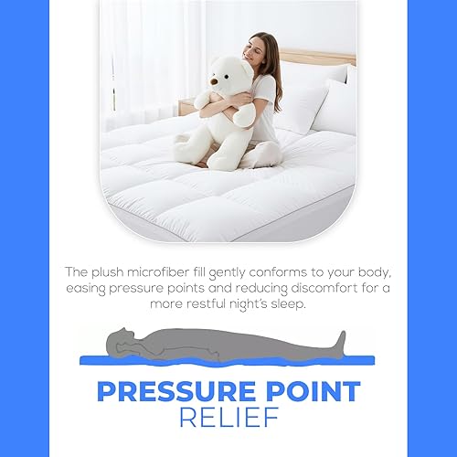 Miniatura 4 de Cubrecolchón refrescante extra grueso – Protector de colchón que reduce el dolor, protector acolchado suave, alternativa de relleno excesivo, parte