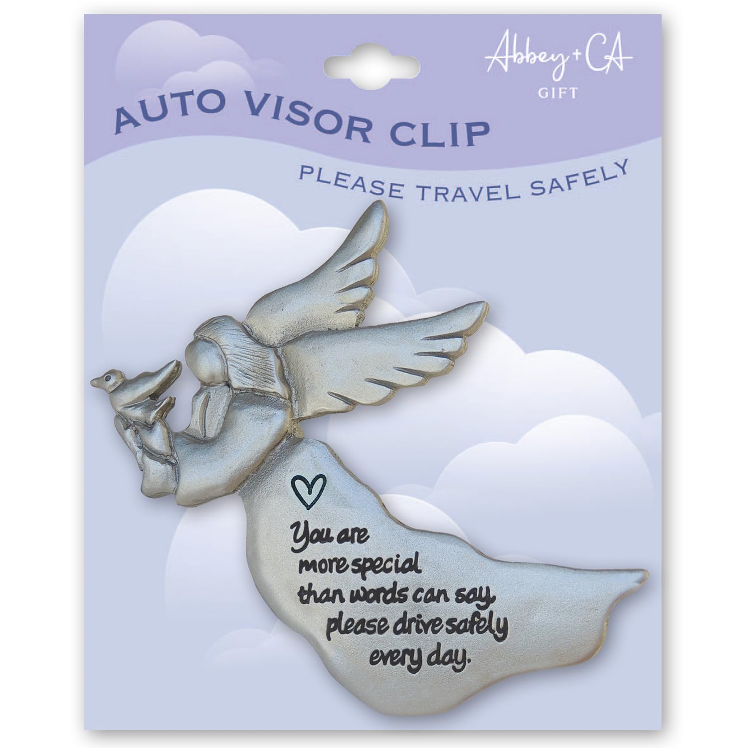 Guardian Angel Visor Clip For Car - Engraved Safe Driving Message, New Driver Gift, Metal Clip