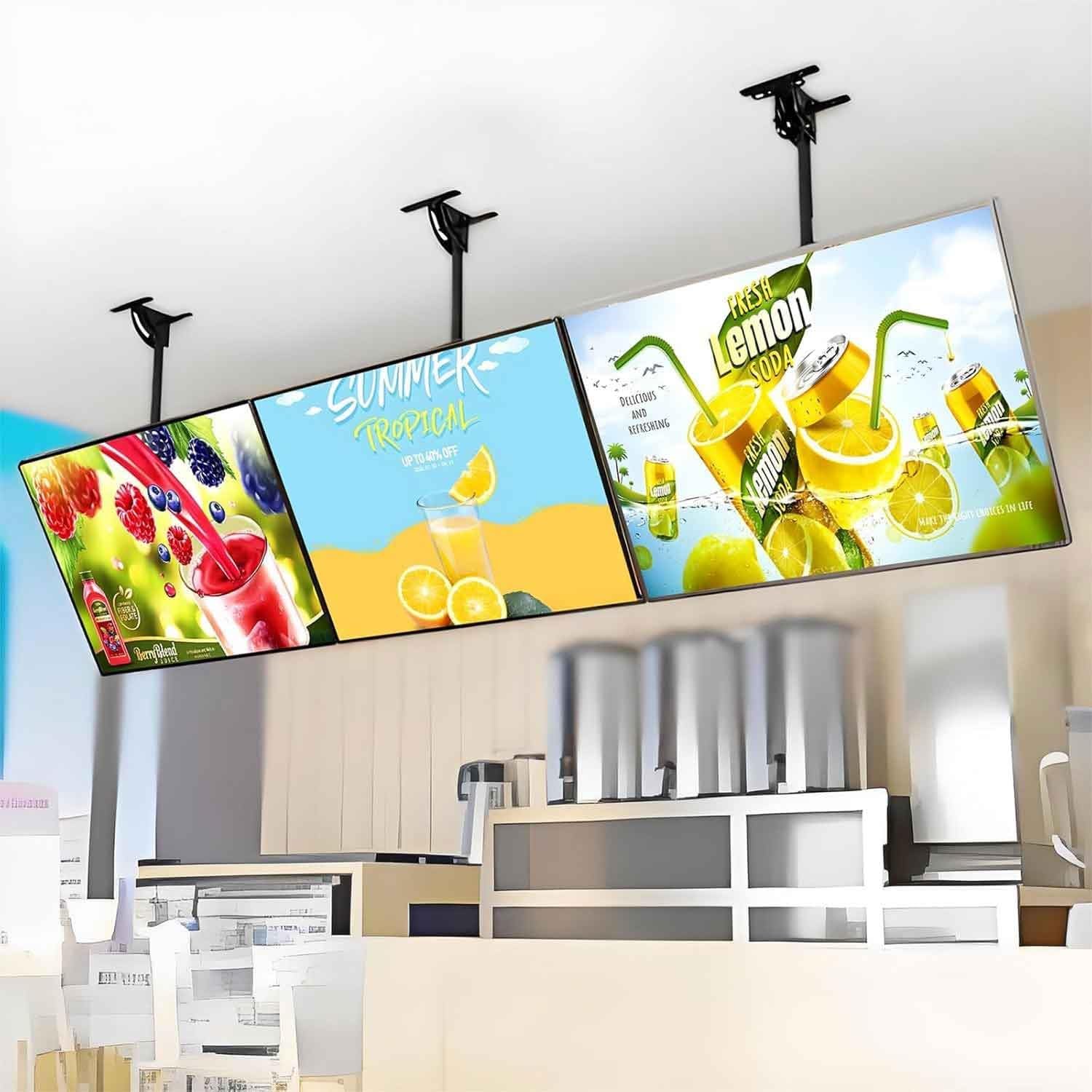 Cadre d'affiche lumineux, cadre en aluminium à suspendre réglable, tableau de menu rétroéclairé à LED ultra fin pour restaurant, café, affiche et menu publicitaire