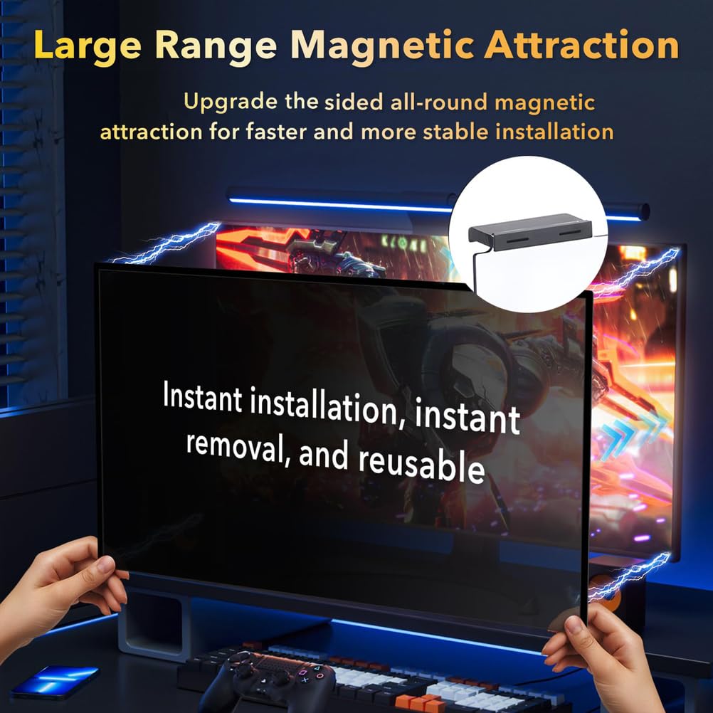 Pantalla De Privacidad para Computadora Magnética De 32 Pulgadas, Filtro Colgante Ultradelgado para Monitor Sin Marco 16:9, Protección Ocular Desmontable Contra Luz Azul Y Antirreflejo