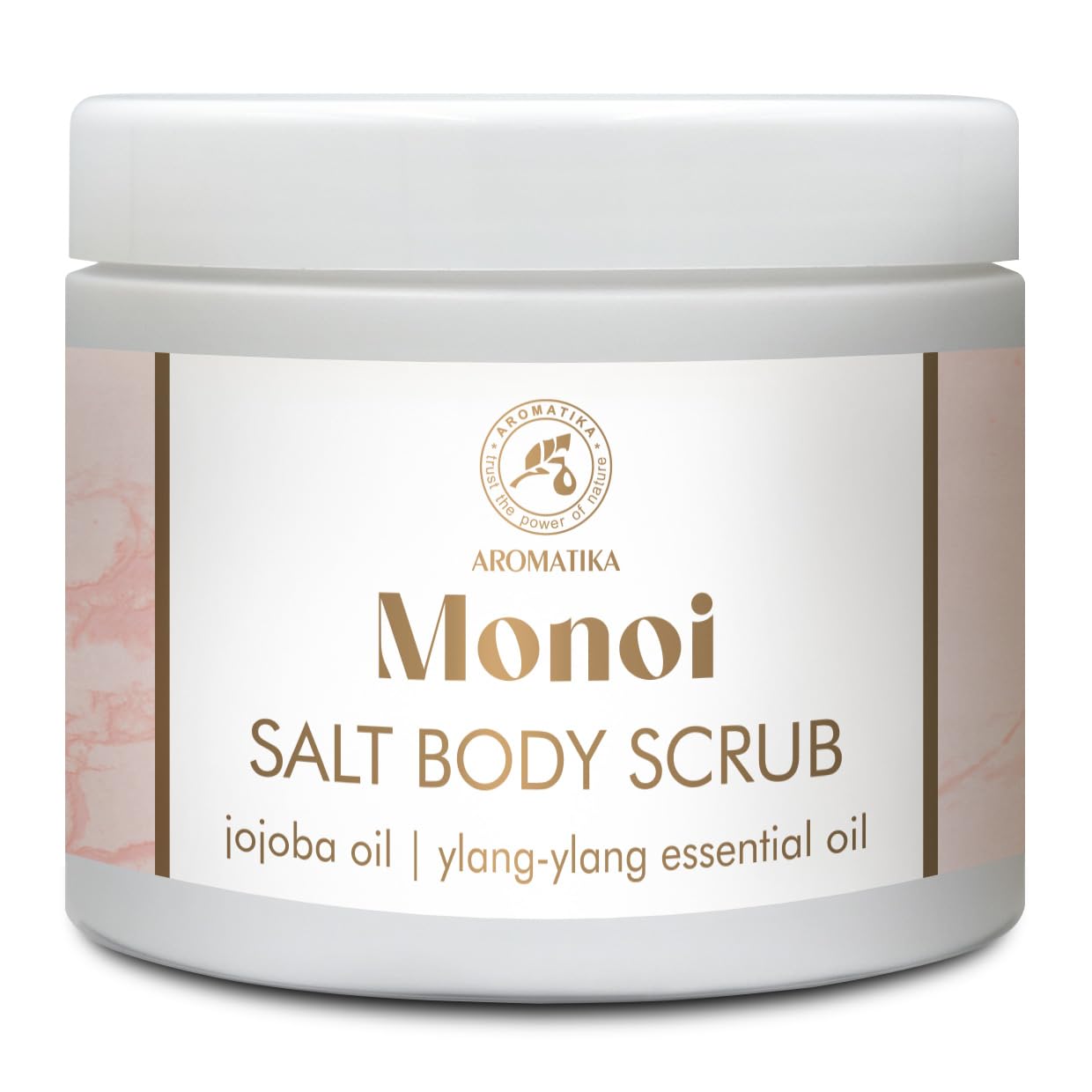 Gommage pour le Сorps Monoi 500 g - Gommage au Sel pour le Сorps - Gommage Corporel à Huile de Jojoba et à Huile Essentielle Ylang-Ylang - Hydratant Corps - Soin de la Peau - Arôme de Fleurs de Tiaré
