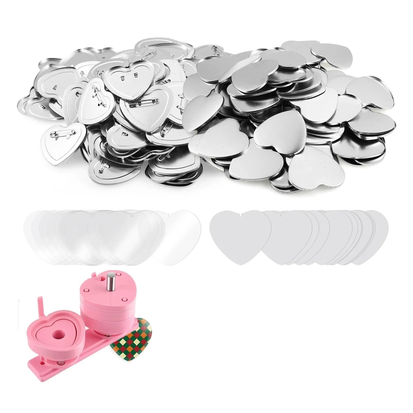 Moule en Forme de cœur Rose et Vert 57 * 53 mm for Machine à Badges à épingle, Compatible avec Les Machines à fabriquer des Badges à glissière. Ensembles suffisants(Pink Mold Only)