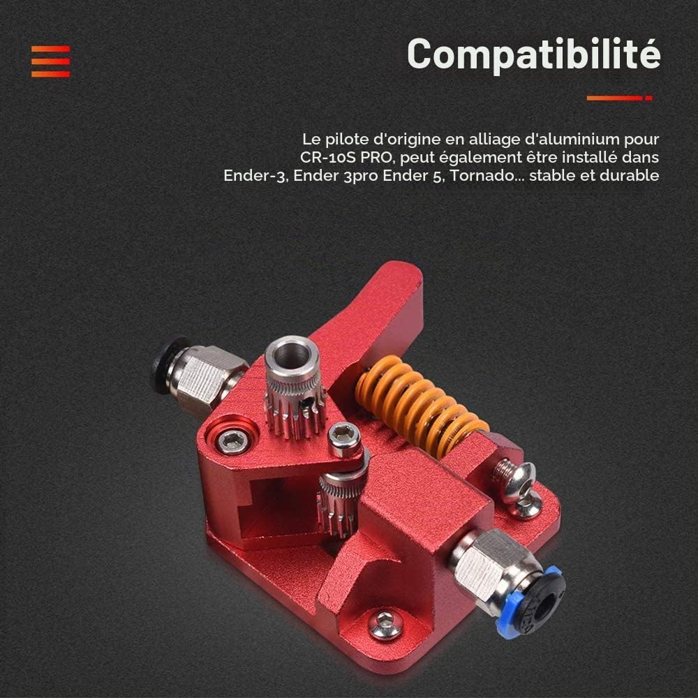 BIQU Extrudeur à Double Engrenage pour Ender-3 V2/3/Pro/Ender-5 /CR-10S/Pro | Kit D'extrusion Tout Métal Amélioré MK8 à Double Entraînement (Dual Gear) pour Imprimante 3D – Compatible Filament 1,75 mm