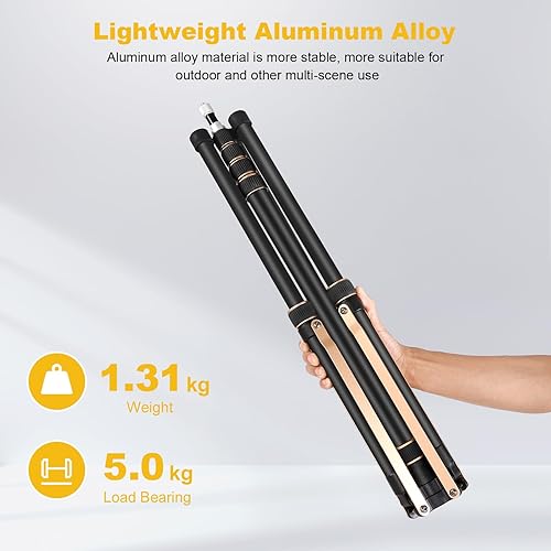 Miniatura 6 de Soonpho Soporte de trípode de aluminio con patas reversibles, soporte de luz de viaje portátil ajustable de 8.8 pies/8.9 ft con clip para teléfono y