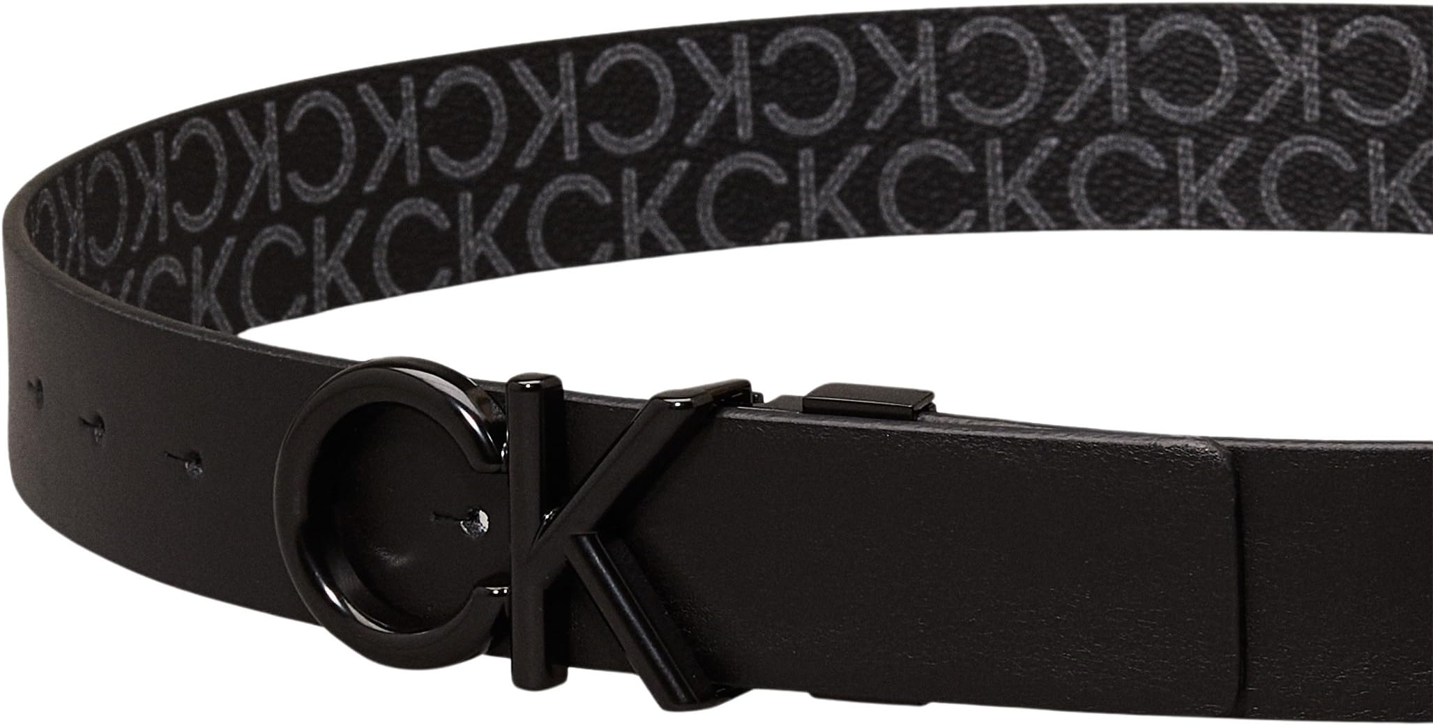Calvin Klein Herren Gürtel Metal Bombe Mono zum Wenden, Schwarz (Ck Black Smooth/Classic Mono), 115 cm