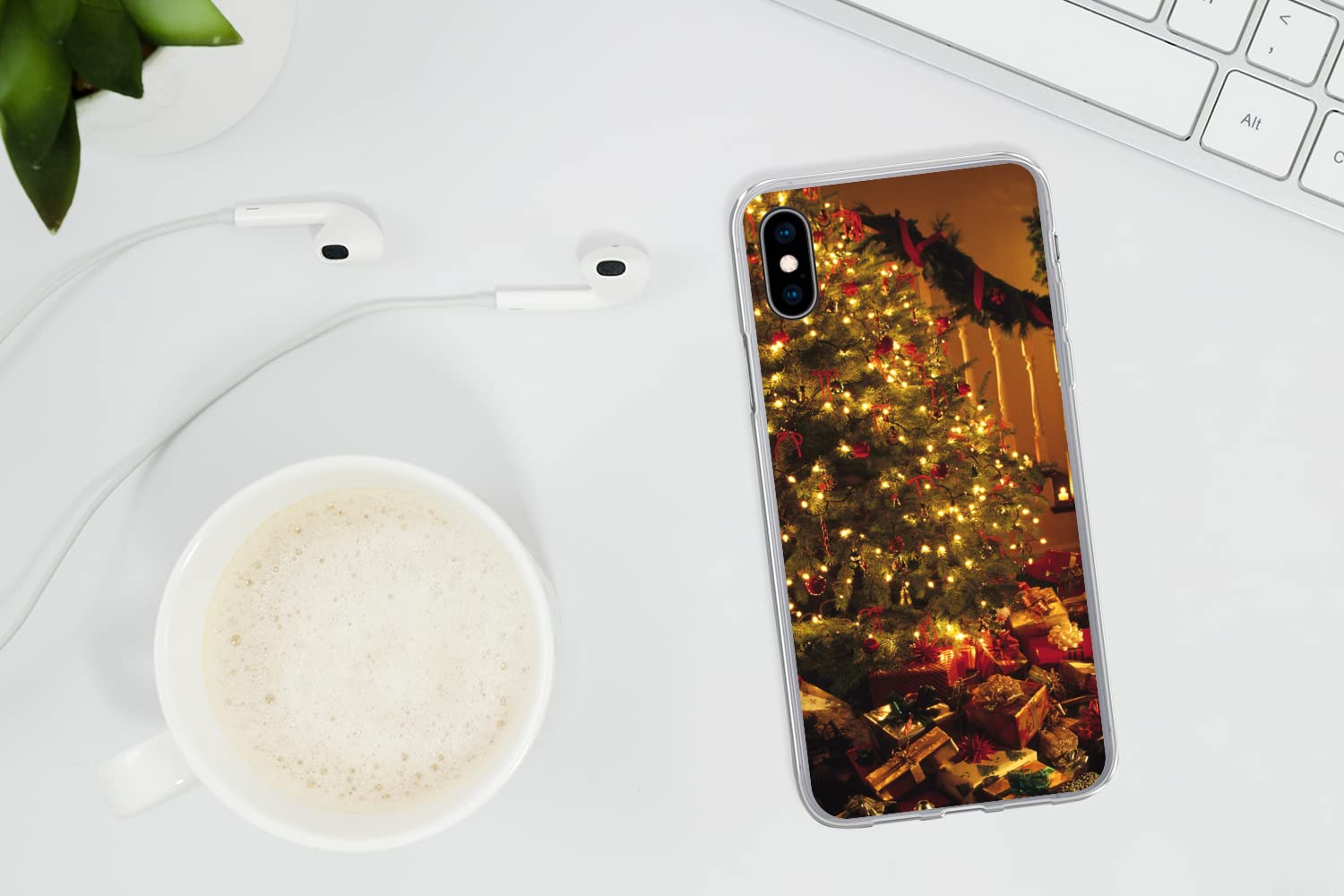 MuchoWow Funda para iPhone XS MAX - Navidad - Árbol de Navidad - Adornos de Navidad - Funda de Silicona/Funda Blanda para teléfono móvil