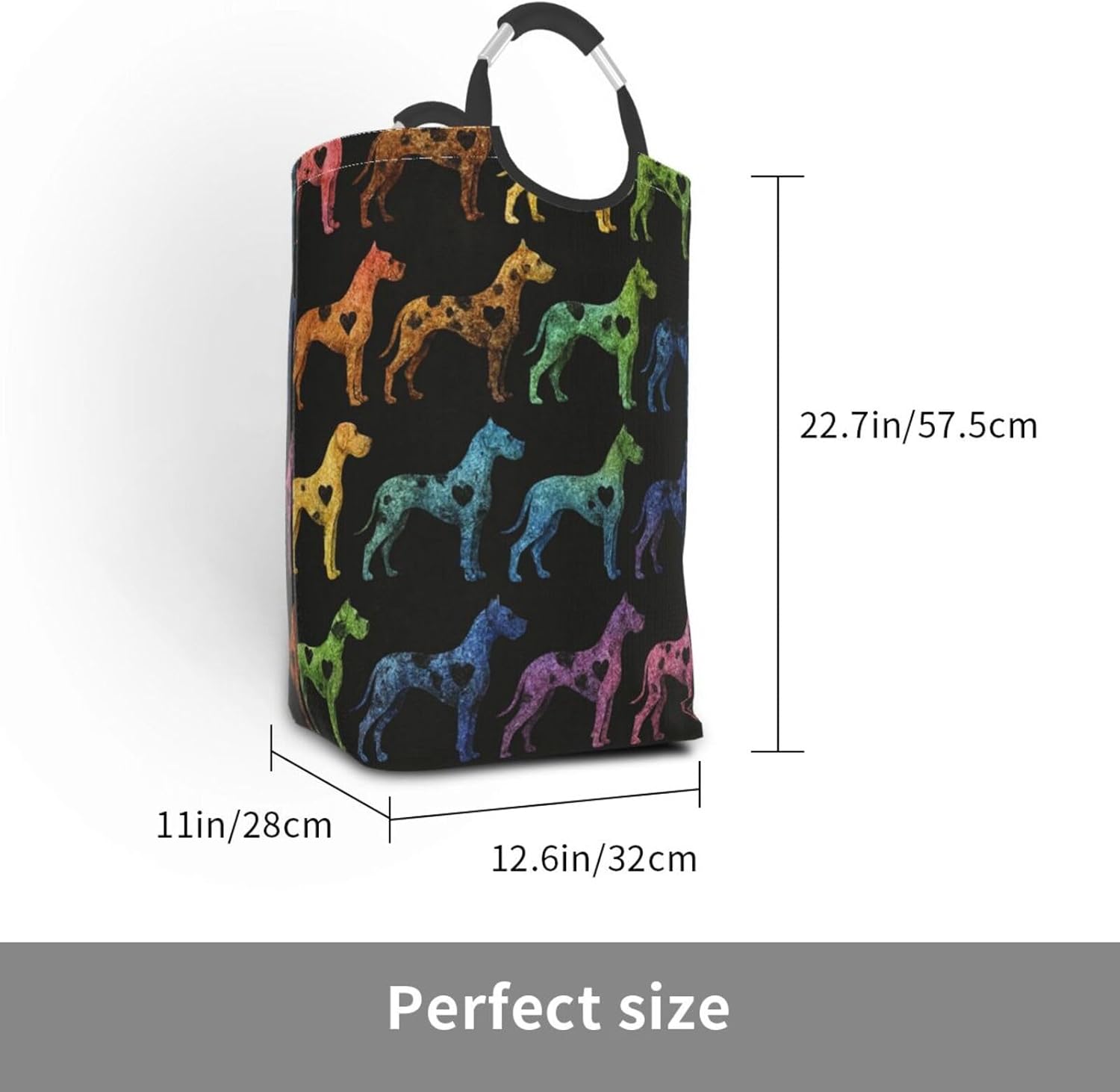 50l Laundry Basket Colorful Dog Silhouette Waterproof Laundry Hamper Foldable Clothes Laundry Bag With Handles