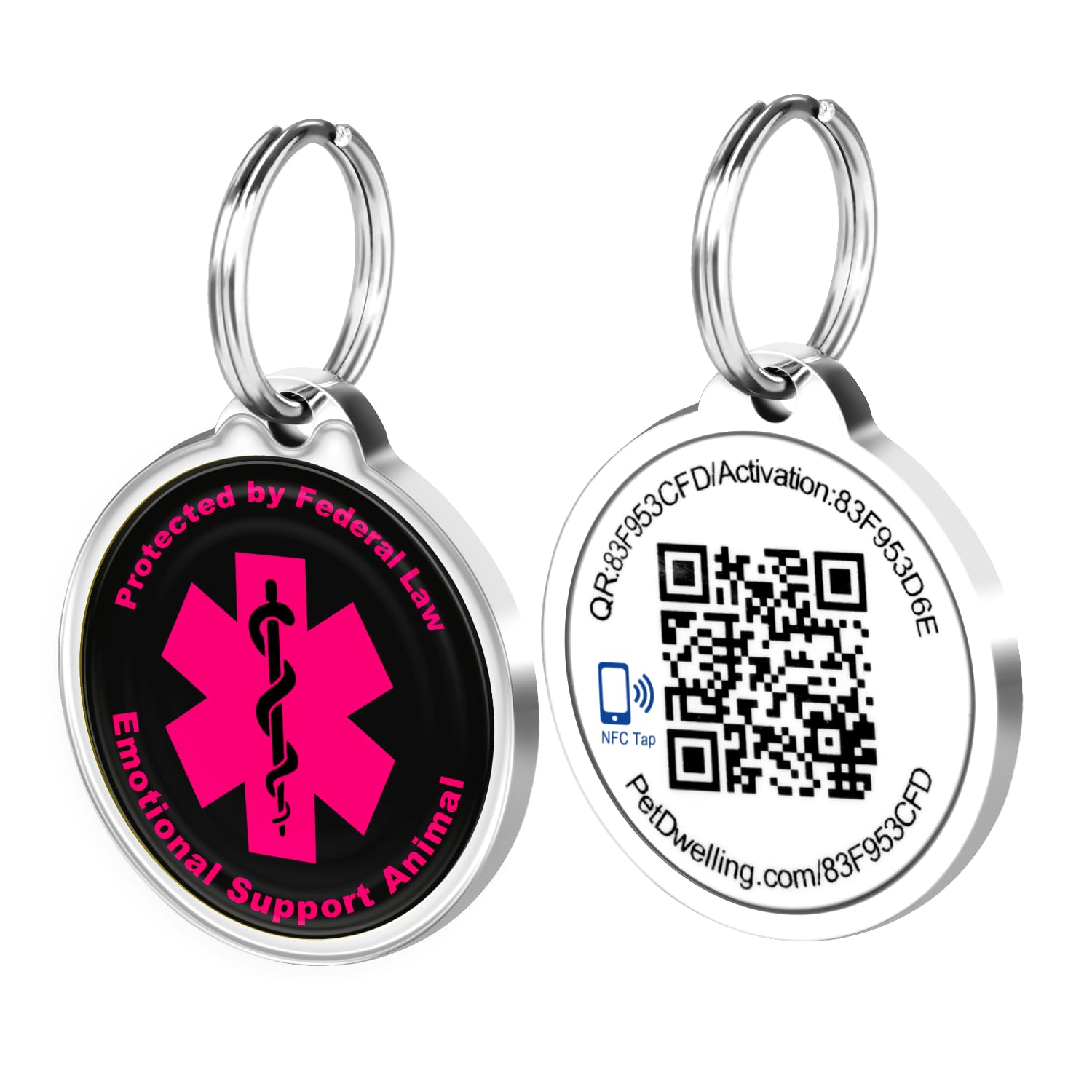 Pet Dwelling Smart QR Code Emotional Support Animal(ESA) ID Tag - Instant Online Pet Profile Access & Scanned Location ALerts (Black NFC)