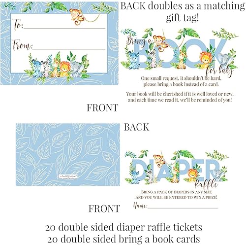 Miniatura 3 de Amanda Creation El paquete de fiesta de baby shower de animales de la selva de acuarela incluye 20 invitaciones con sobres + 4 tamaños diferentes de