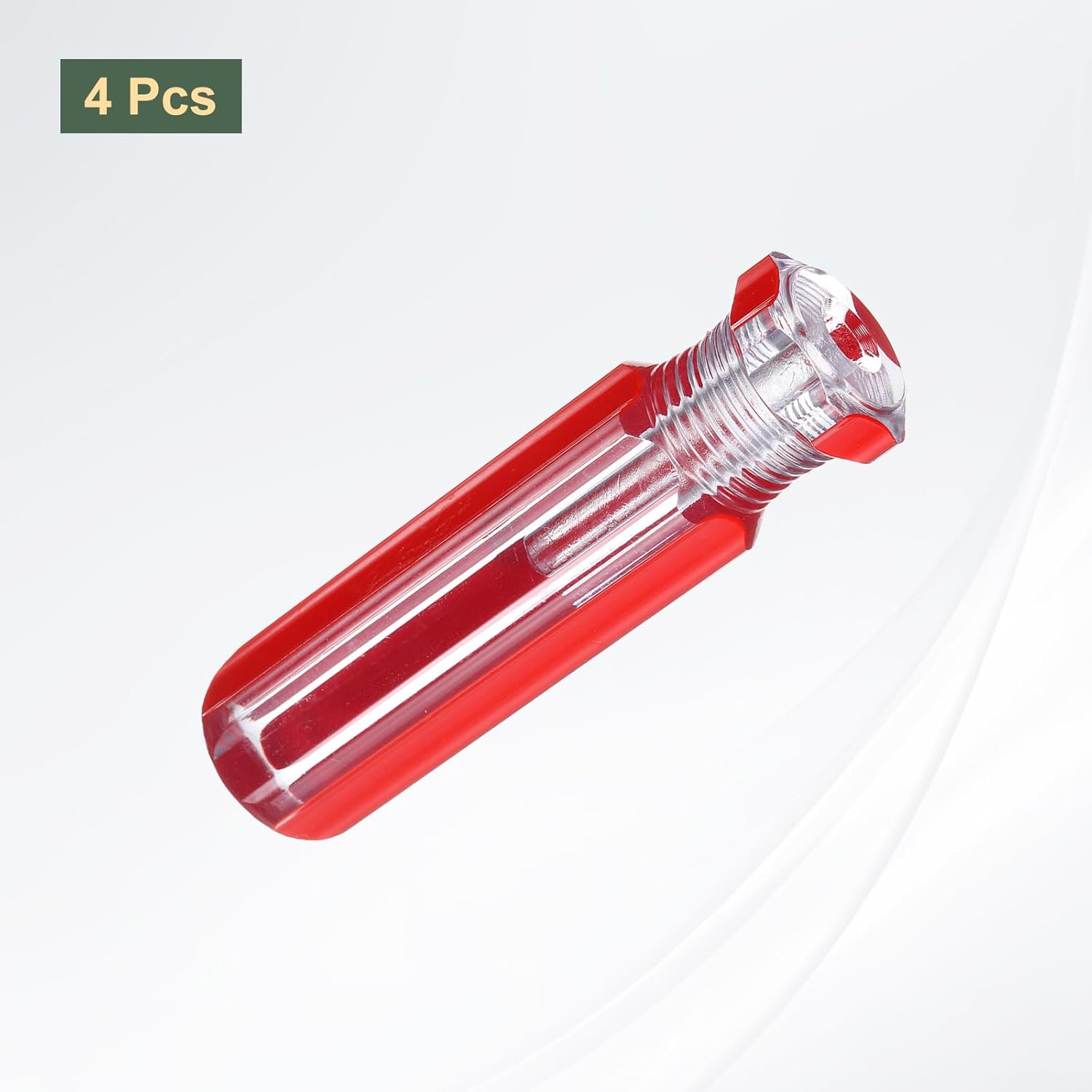 HARFINGTON 4pcs Pre-Drilled Blank Screwdriver Tool Handles 6.3mm Hole 90mm Length PVC Plastic Replacement Grips, Clear Red