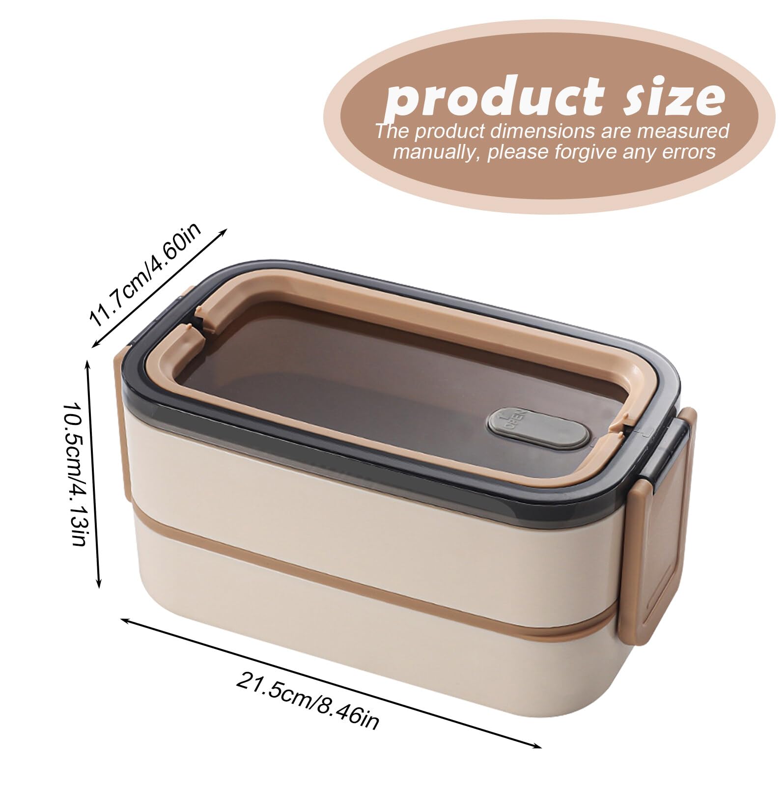 Image secondaire de WANDGU Bento Boîte à déjeuner pour adultes : 1400 ml, empilable, à 2 étages, avec compartiments, boîte à bento pour enfants, ant