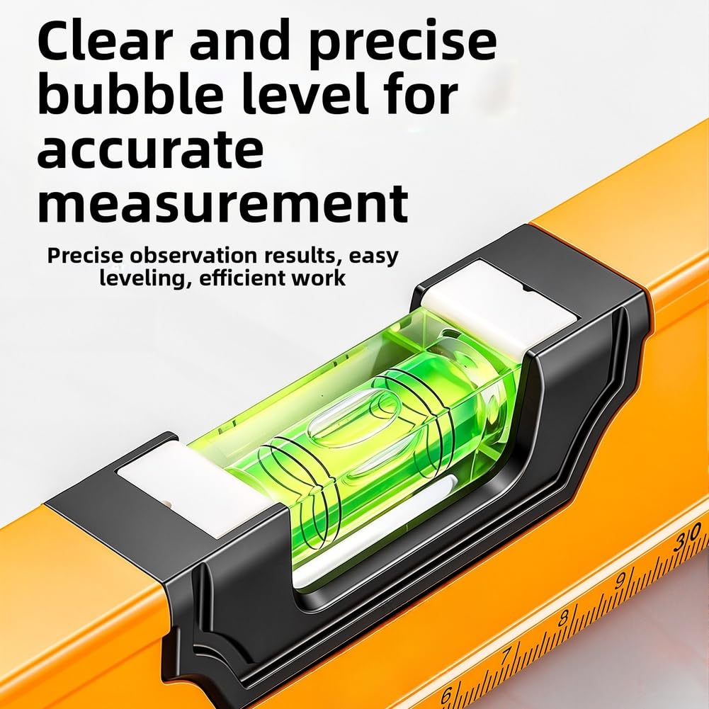 Righello magnetico in lega di alluminio con scala graduata trasparente, design resistente agli urti, per costruzioni industriali, strumento di misurazione di precisione 300 mm (500 mm)