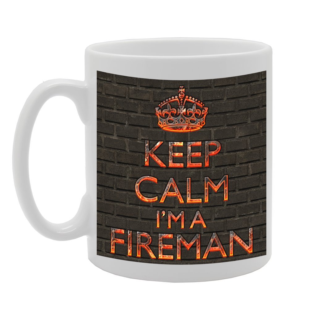 Coralgraph Inc Men's White Mg568 Keep Calm I'm A Fireman Novelty Gift Printed Tea Coffee Ceramic Mug