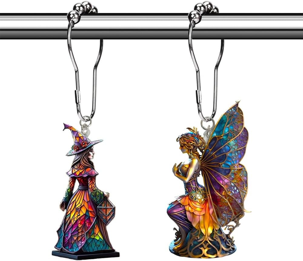 Gothic Shower Curtain Hooks Rings Silver Shower Curtain