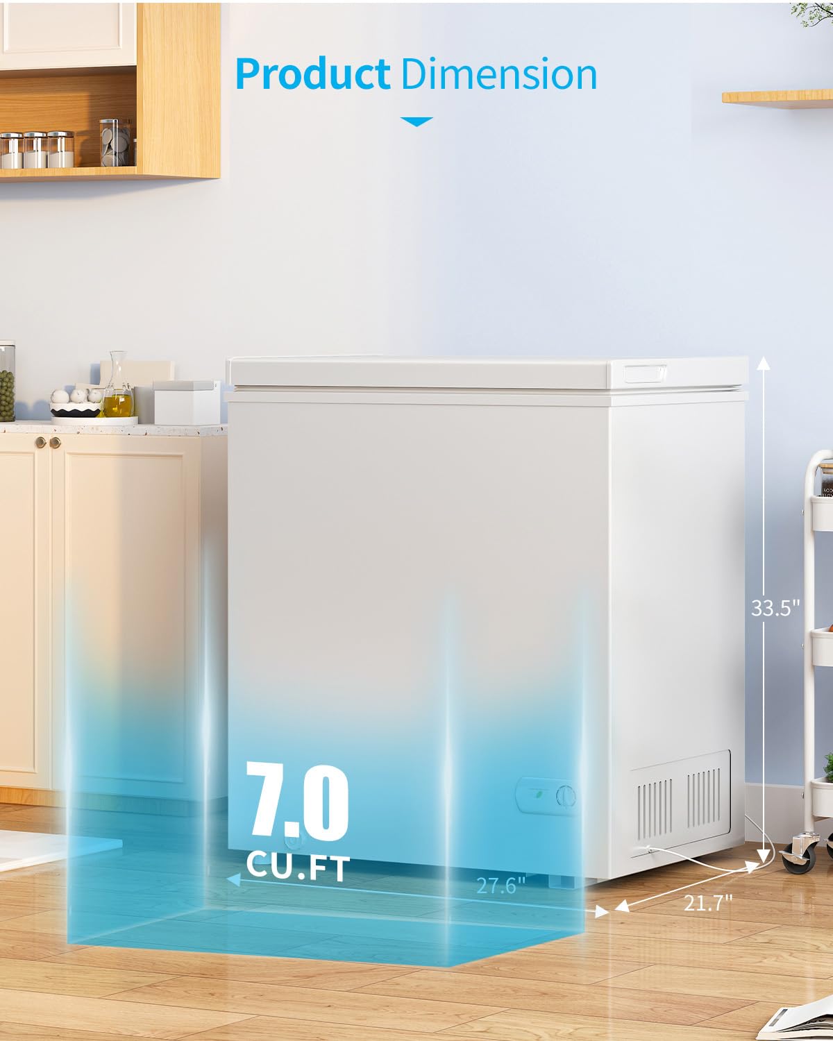 Muhub 7.0 Cubic Feet Chest Freezer, White Deep Freezer With Removable Baskets, Free Standing Top Open Door Compact Freezer With Adjustable Temperature (7.0 Cu.Ft) on Fridge.com - View 3