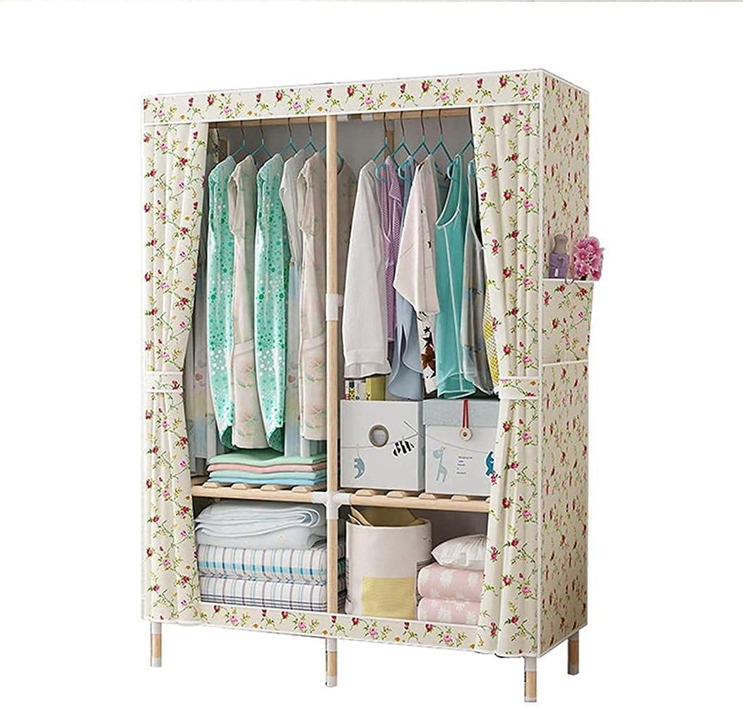 Fabric Wardrobe Solid Wood Bracket Open Wardrobe Storage Organiser 2 Doors Wardrobe 160 100 45CM Clothes Rack (Color : B Size : 160 100 45CM) (D 160 * 100 * 45CM)