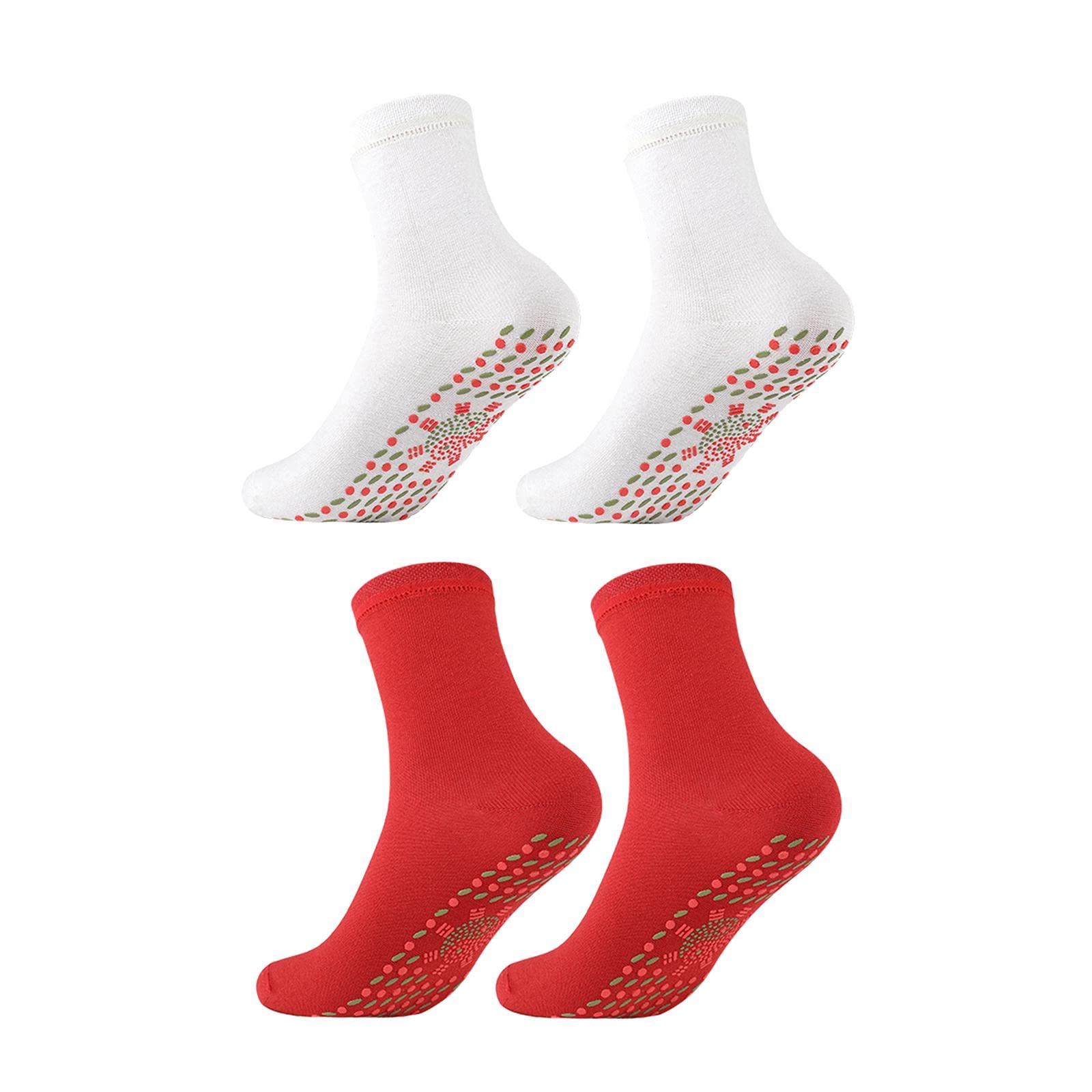 JAZZY PEARLS® Self Heating Socks Stretch Warm Heated Socks for Cycling White Color Red-Sporting Goods-Winter Sports-Accessories-Hand & Foot Warmers-2 Pairs Heated Socks-image-47