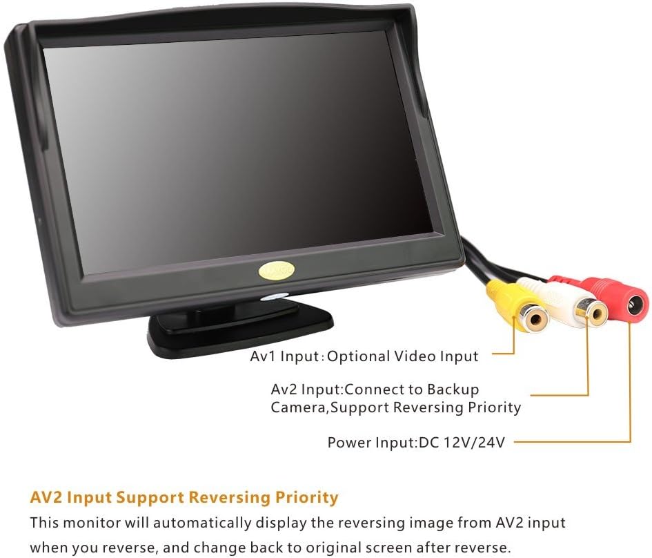 Best Cyber Monday 🔥 Backup Camera Monitor,RAAYOO S5-001 5 inch High Definition TFT LCD Monitor Display Screen for Car Rear View Camera with 2 Optional Bracket,2 Way Video Input,12V/24V(5 inch-01) Black Friday - 60% OFF Backup Camera Monitor,RAAYOO S5-001 5 inch High Definition TFT LCD Monitor Display Screen for Car Rear View Camera with 2 Optional Bracket,2 Way Video Input,12V/24V(5 inch-01)