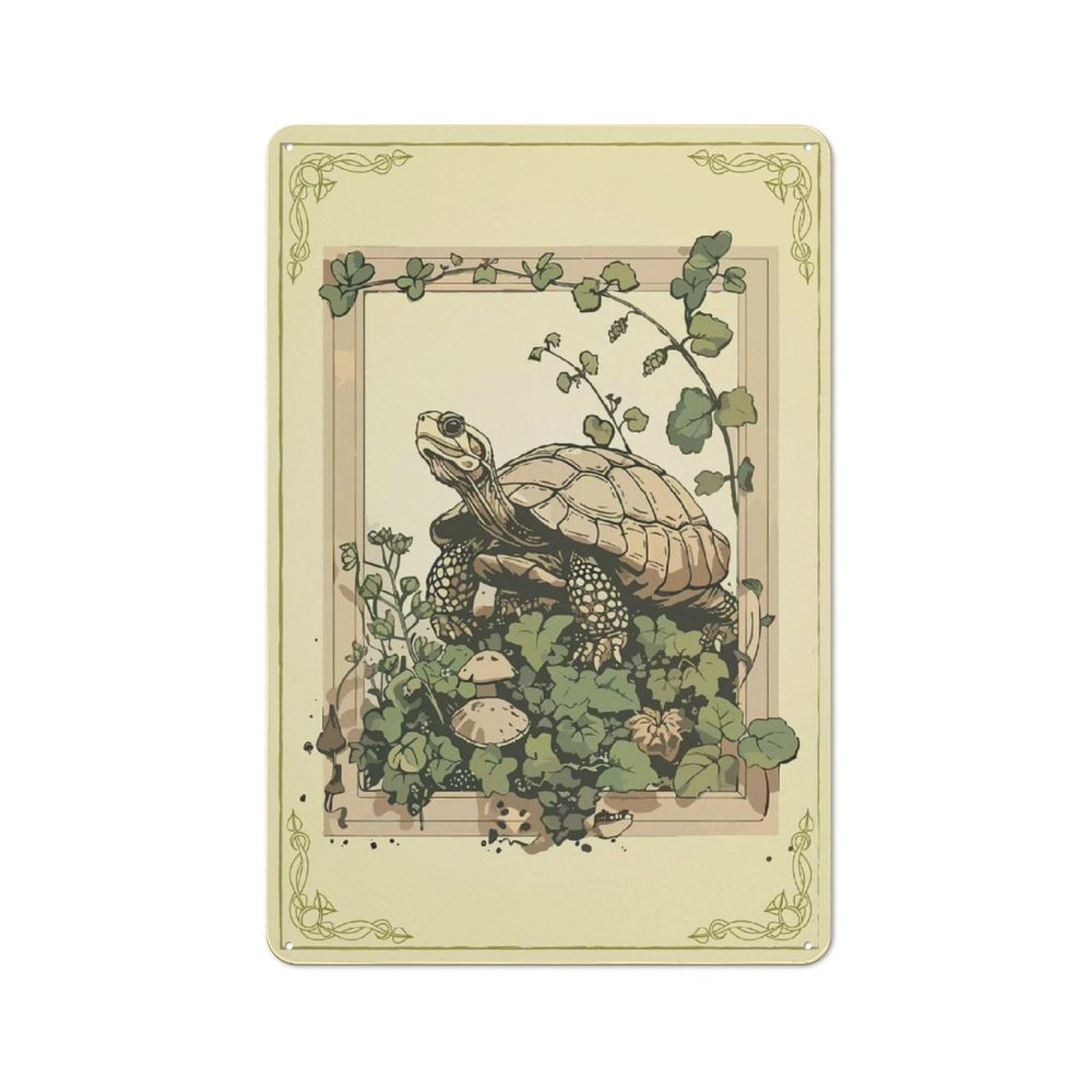 Junmoney Style-22 Turtle Cottagecore Garden Printed Metal Sign 30X20cm For Studio Or Craft Room, A New Home Present For Creative-Space Collectors