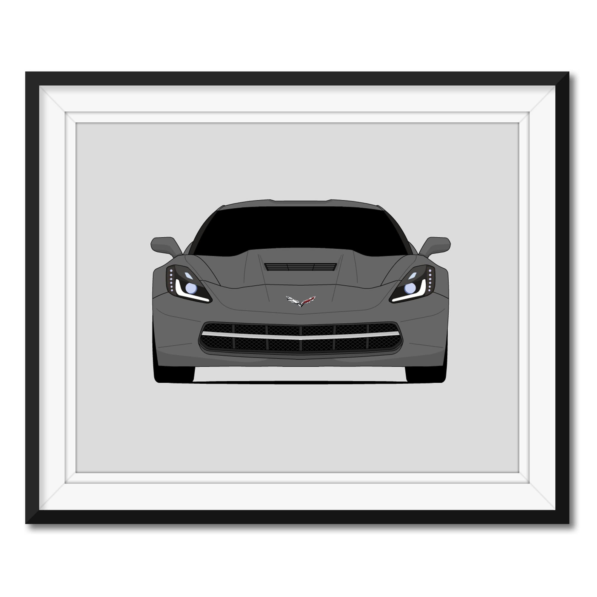 Handmade Poster compatible with Chevy Corvette C7 Z51 Stingray (2014-2019) 7th Generation Print Wall Art Decor Lustre A4 (21 x 29.7 cm) (Unframed)
