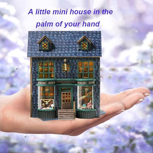 Foto 6 de 6 de Kit de muebles de madera en miniatura, casa de muñecas hecha a mano con LED, escala 1:24