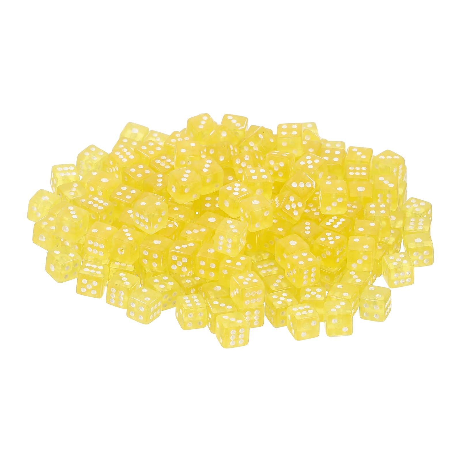 sourcing map 250Pcs Mini Dice, 5mm/0.2" Acrylic Tiny Six Side Game Dot Square Dice Bulk for Table Board Game Party Activities, Clear Yellow/White