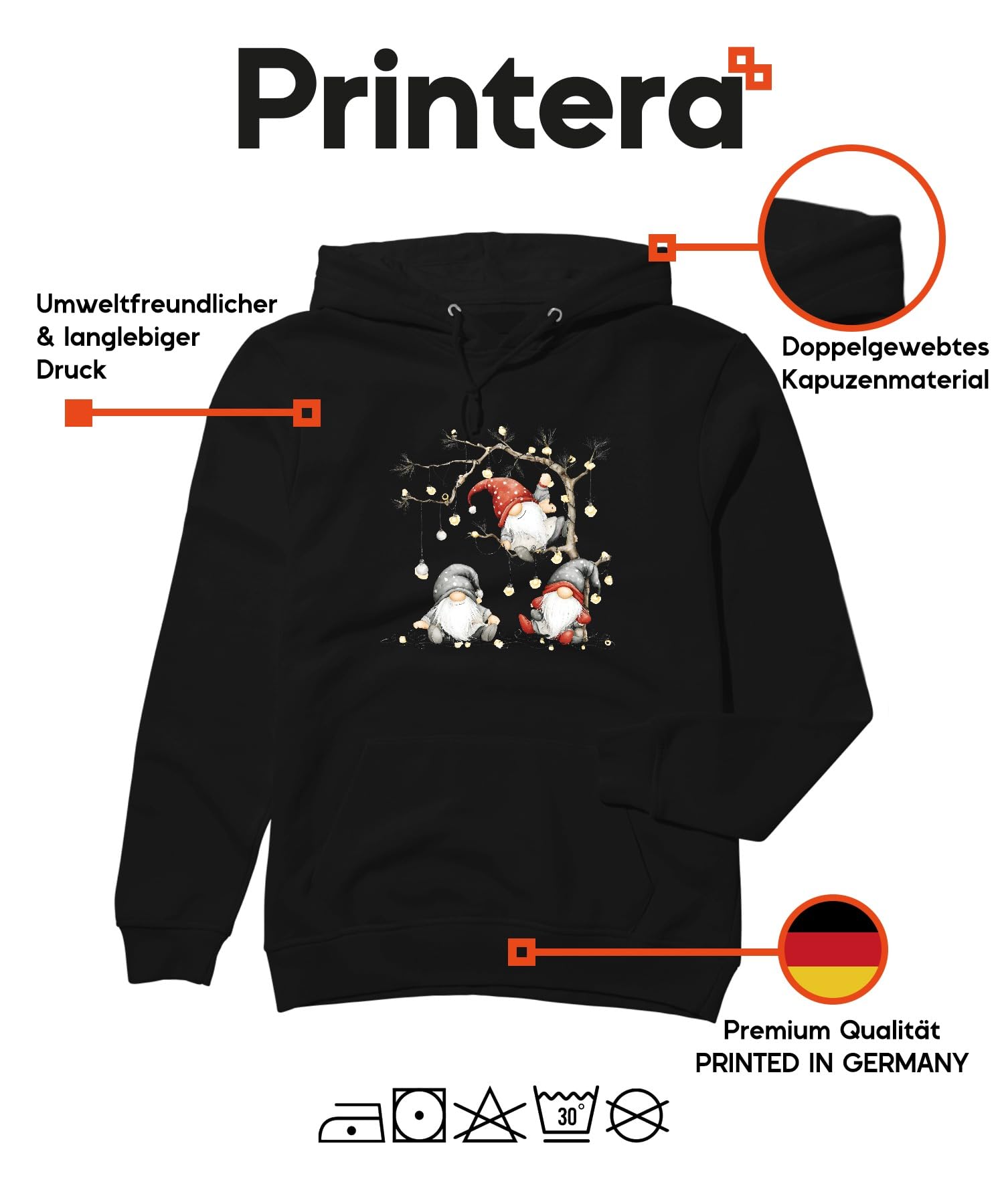 Świąteczny skrzat świetlny, uroczy, skandynawski prezent, unisex, bluza z kapturem