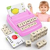 DEGIDEGI Educational Toys for Kids Ages 3-8, Matching Letter Spelling Game ABC Learning, Learning Toys for 4-7 Year Old Girls,Christmas Birthday Party Gifts for 3 4 5 6 7 8 Year Olds Girls Pink