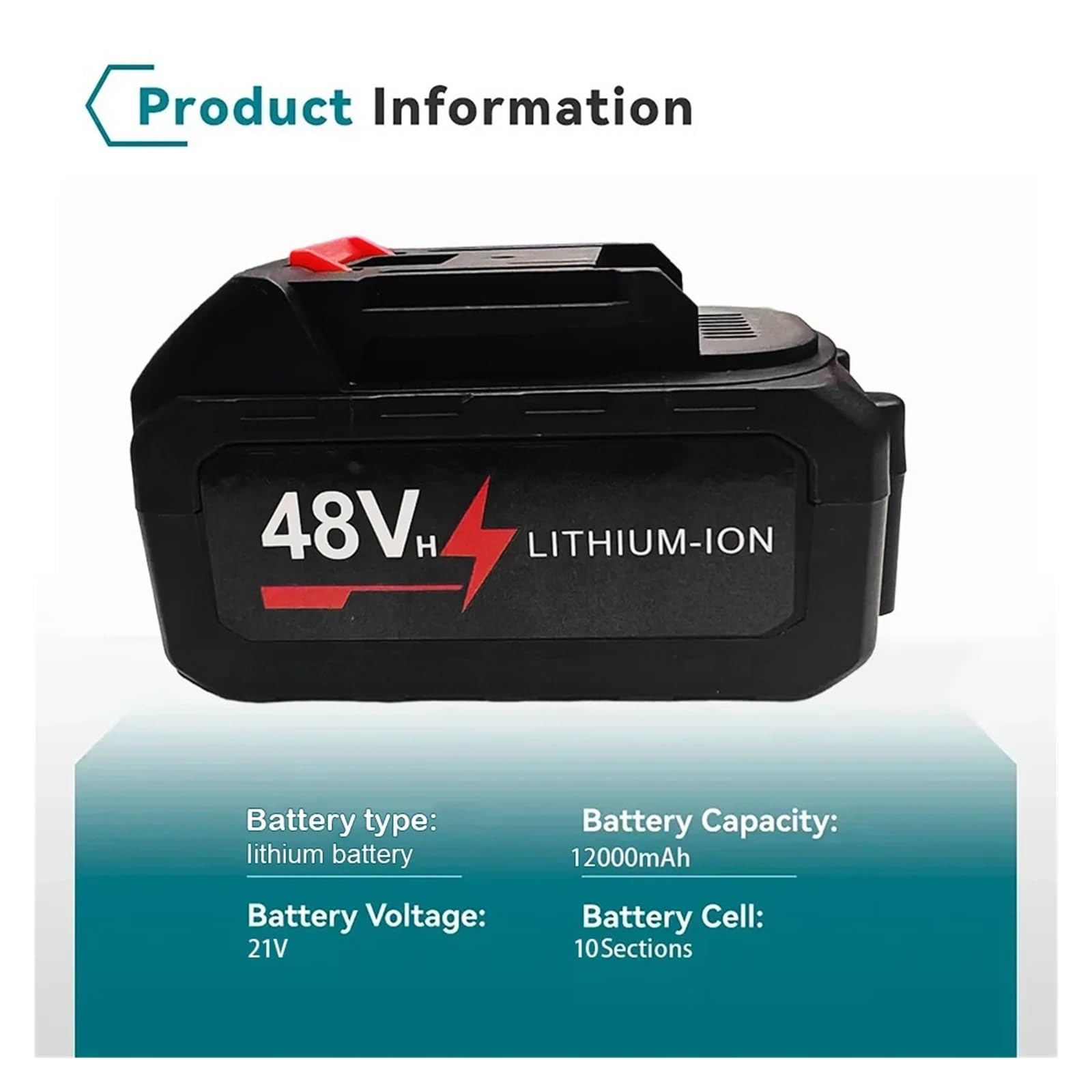 Batteria Al Litio Ricaricabile 21V 48VF ​​12000mAh Batteria Sostitutiva For Utensili Elettrici Ad Alta Capacità For Motosega Chiave Forbici(1Battery)