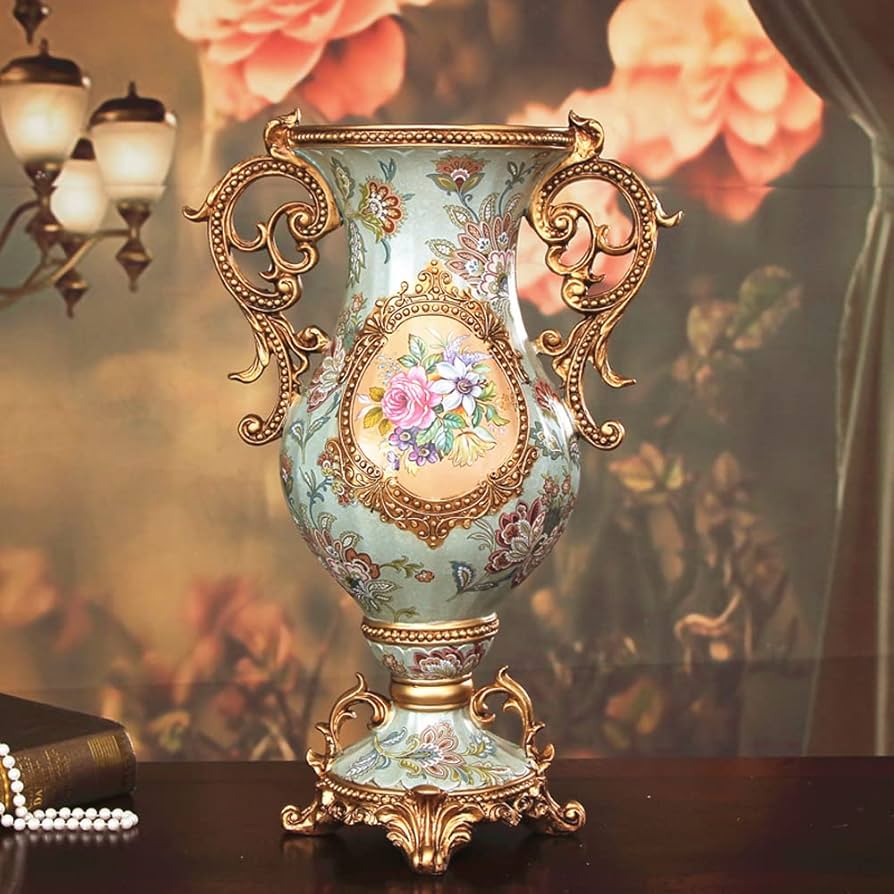 Amazon.co.jp: ヨーロッパの2耳の大きな花瓶アンティークセラミック