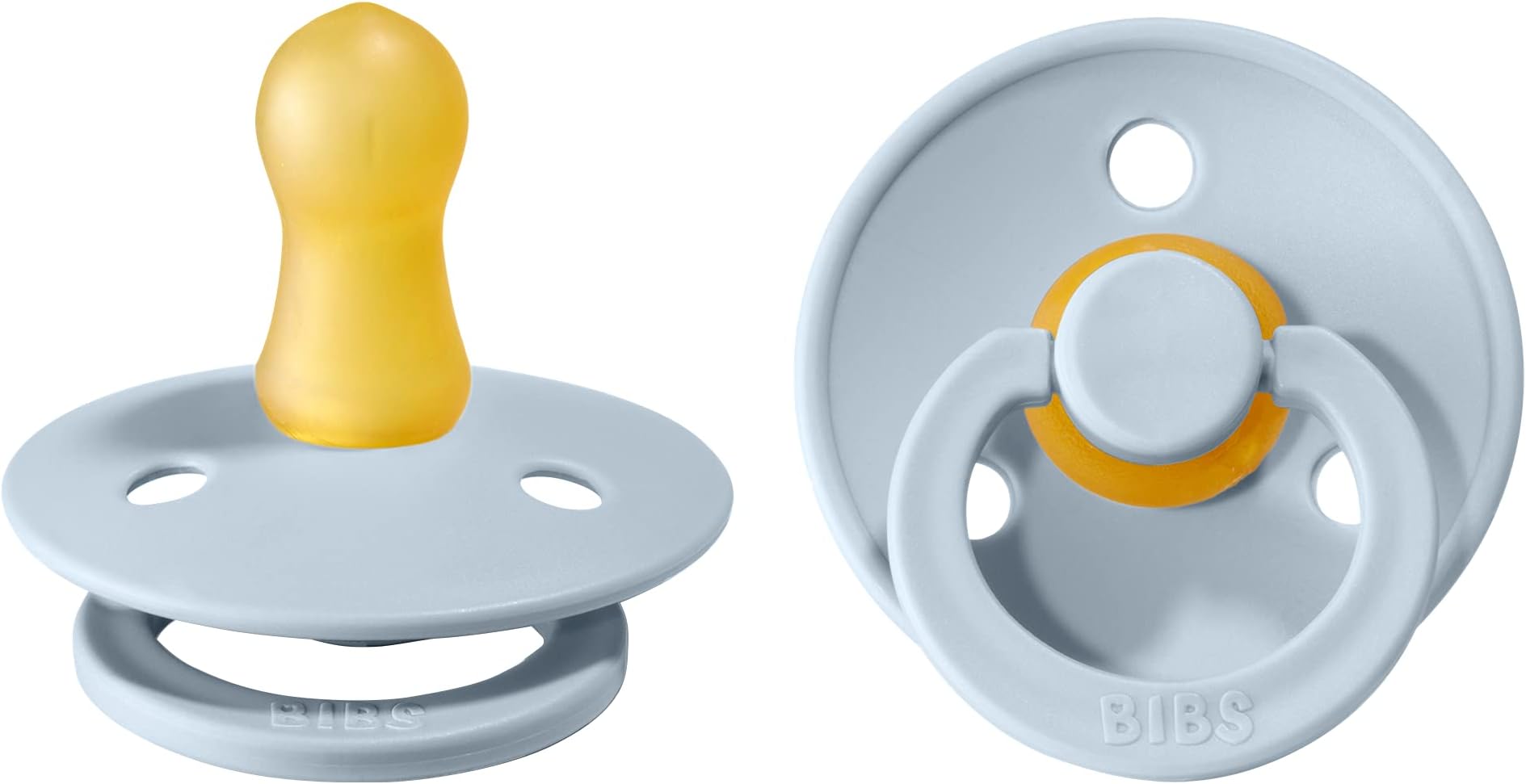 Bibs Pacifiers | Natural Rubber Baby Pacifier | Set of 2 BPA-Free Soothers | Made in Denmark | Baby Blue | Size 0-6 Months