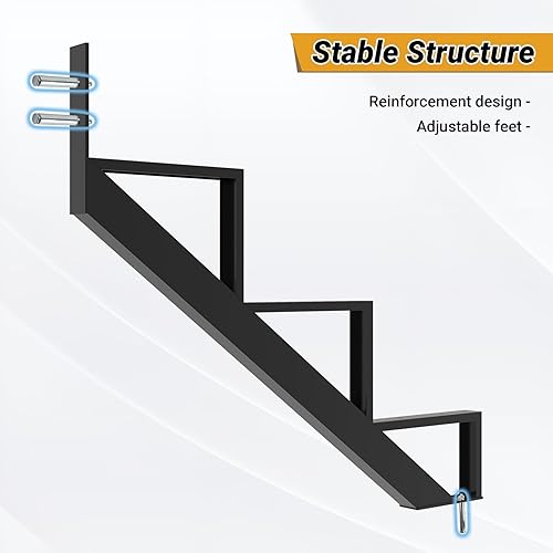 Vista 44 de Paquete de 2 elevadores de escalera de acero, 1 escalón para escalones al aire libre