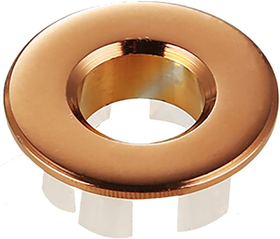 Sink Basin Trim Overflow Cover Brass Insert in Hole Round Caps Rose Gold Finish