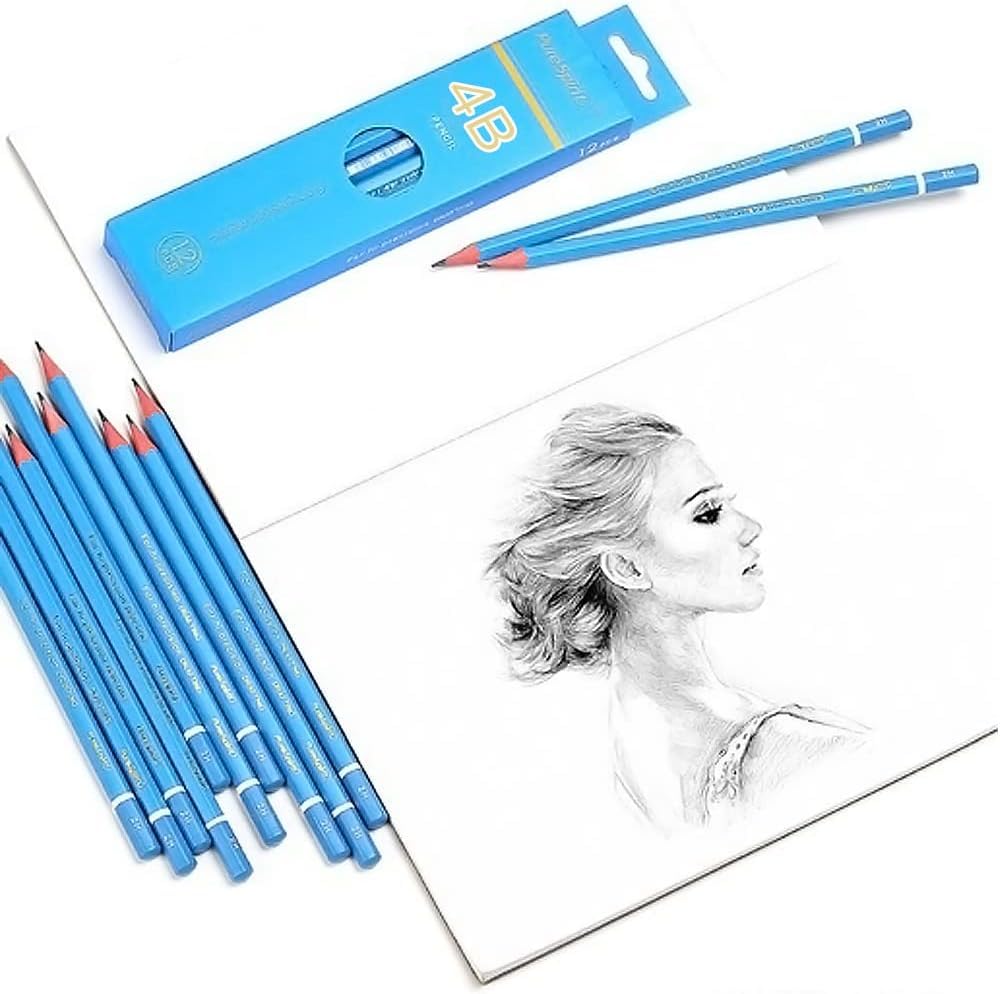 Lápices de dibujo 4B, 144 lápices de dibujo de arte profesionales para sombrear, dibujar y garabatear, lápiz de grafito para artistas y principiantes
