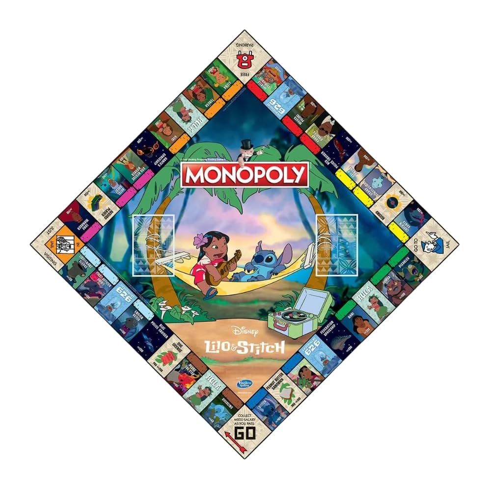 Hasbro Monopoly Disney Lilo & Stitch - Jeu de société pour les familles et les enfants 8+ | Édition de collection avec personnages emblématiques, Pions exclusifs et graphiques tropicaux hawaïens