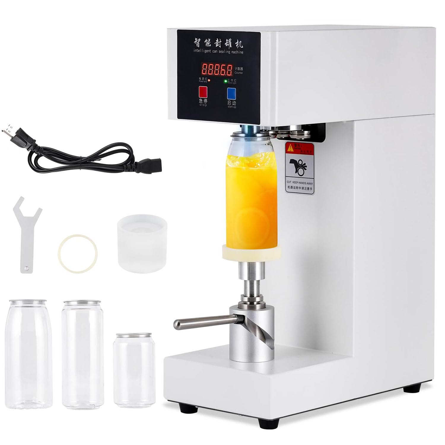 AYCDL Commercial Benchtop Can Seamer, Electric Can Cup Sealer with Smart Counter Semi-Automatic Tin Can Glass Bottle Sealing Machine,110V