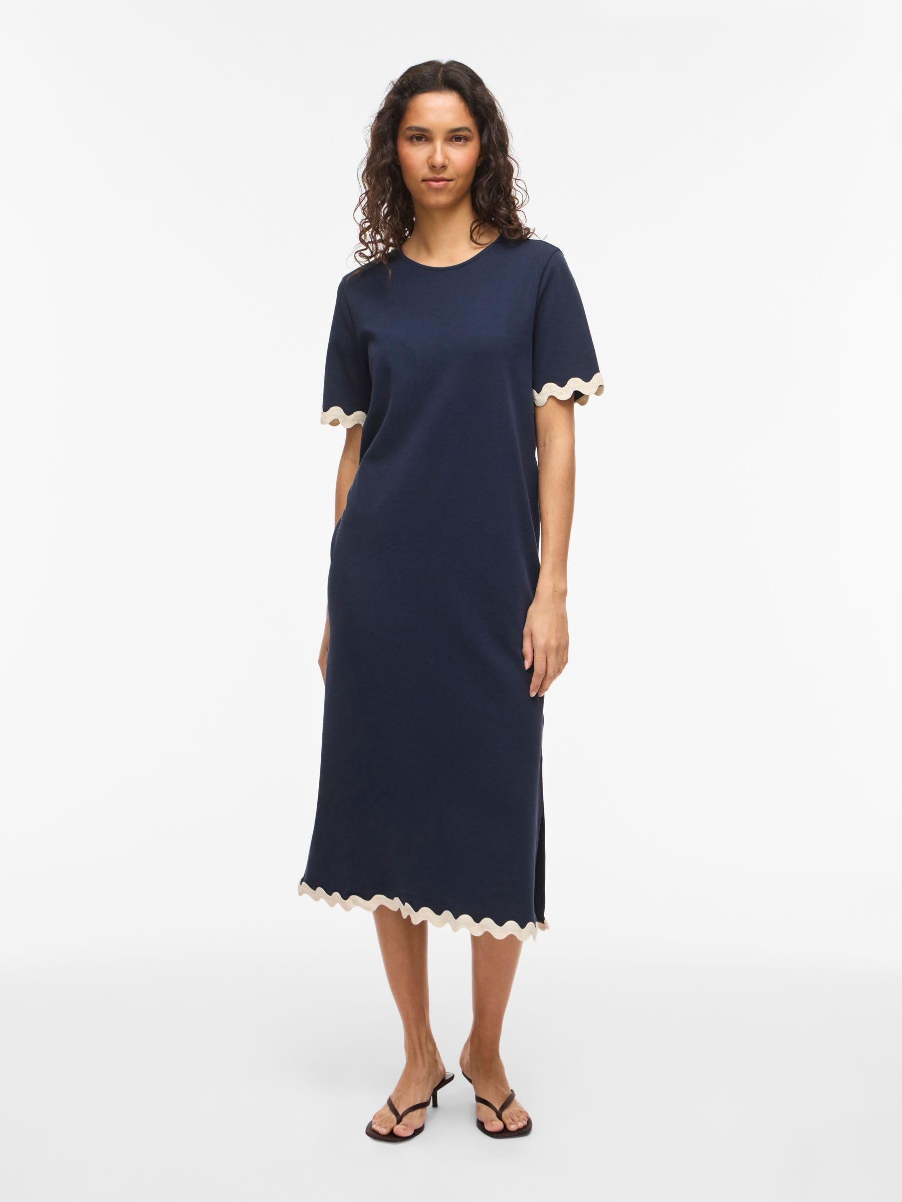 Vila Vicalisa O-Neck S/S Midi Dress/R/1 Vicalisa - Vestido de Cuello Redondo S/S Midi Dress/R/1 Mujer (Pack de 1)