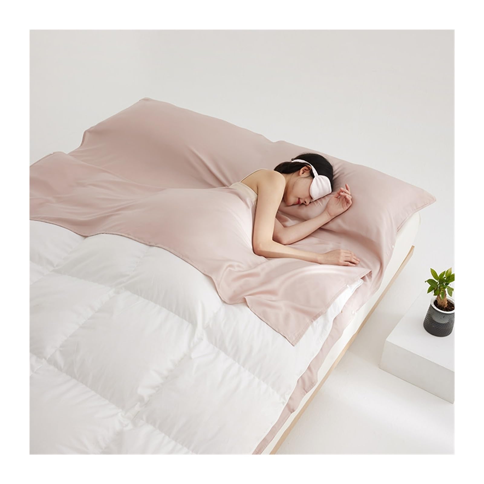 GBHMJU Sleeping Bag Liner Single Double Tencel Adult Sleep Sack Cooling Silky Soft Travel Sheets for Hotel Sleep Sack Camping Sleeping Bag Liners(Pink,190x210cm-74x82)