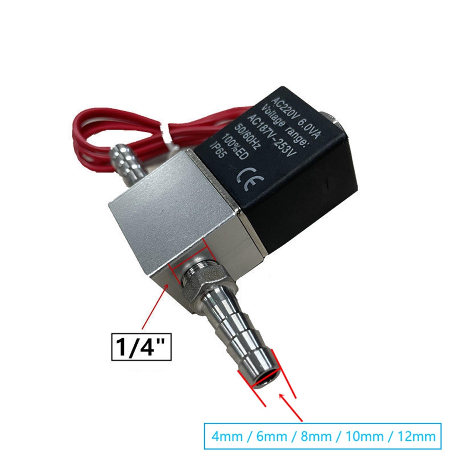 Kompressorventil, normalerweise geschlossen, pneumatische Aluminium-Magnetventile, DC 12 V, 24, AC 110, 220, Spannung 2 Wege, 1 Stück(6mm,AC 220V)