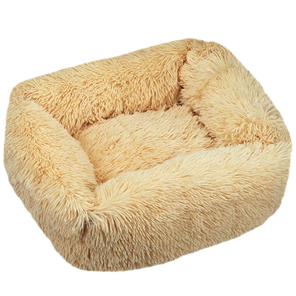 HotYou Plush Donut Dog Bed, Calming Rectangle Bed for Cat Dog 2.5-40KG, Soft and Fluffy Cuddler Pet Cushion Self-Warming Puppy Beds Machine Washable,Appricot,S 55 * 45 CM(<5KG) — image 1