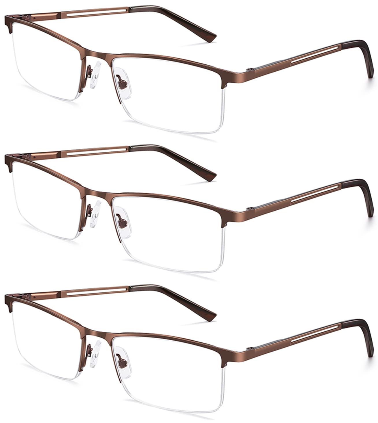 LITIMA Juego De 3 Gafas De Lectura Hombre- Gafas De Lectura De Medio Aro, Gafas De Lectura Hombres Anti Luz Azul 1.50X