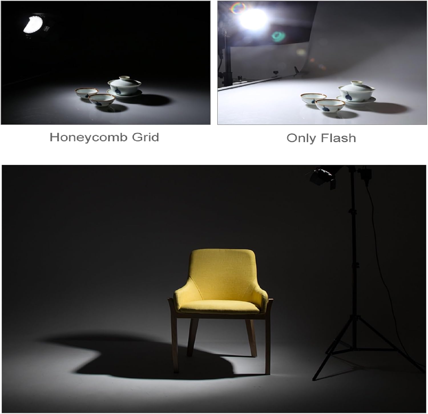 Godox BD-04 Barn Door and Honeycomb Grid and 4 Color Gel Filters (Red Yellow Blue Green) Compatible for Standard Reflector